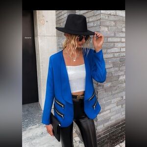 NWOT Zipper Detail Open Front Jacket/Blazer